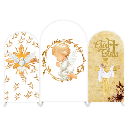 Baptism God Bless Christening Baby Shower Baptism Party Arch Backdrop Wall Cloth Cove