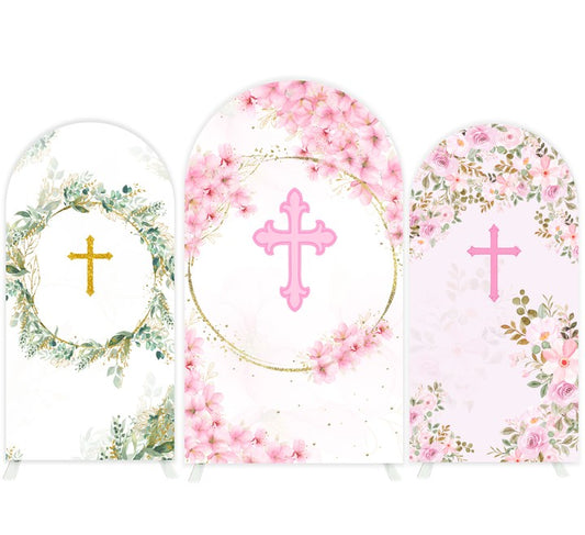 God Bless Christening Baby Shower Baptism Party Arch Backdrop Wall Cloth Cove