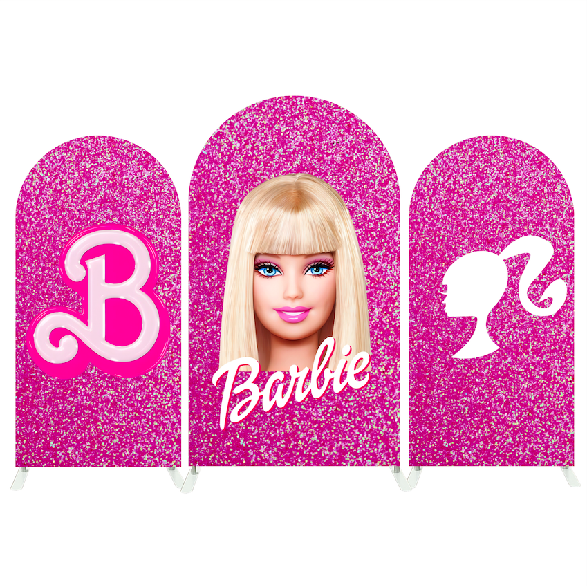 Glitter Barbie Head Happy Birthday Party Arch Backdrop Wall Cloth  Cover