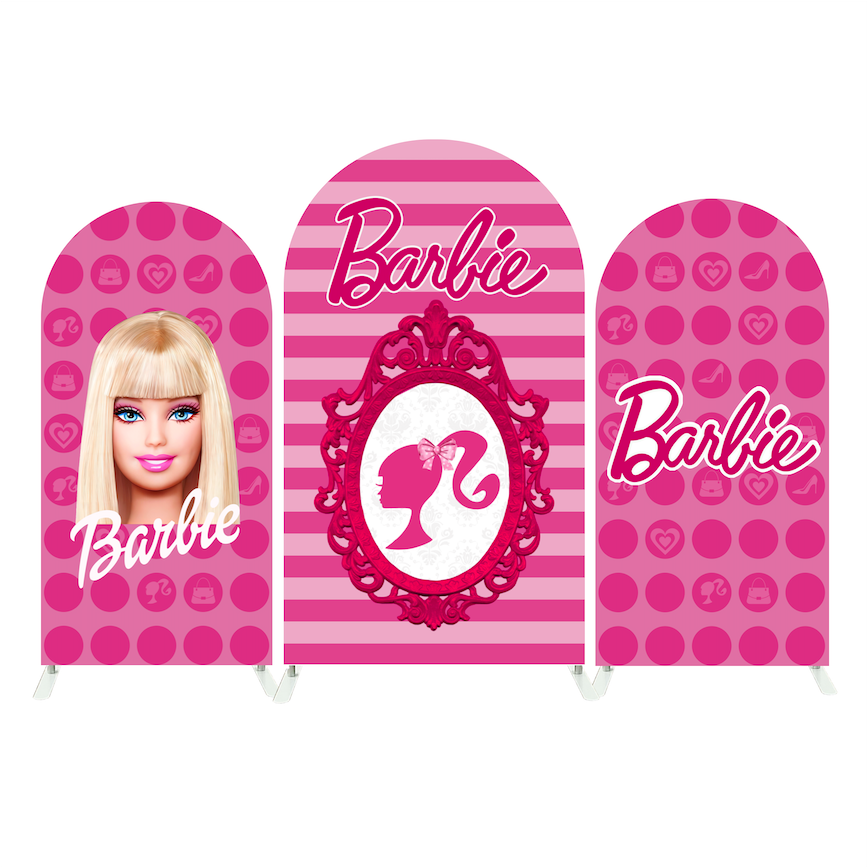 Barbie Theme Happy Birthday Party Background Arch Backdrop Wall Cloth  Cover