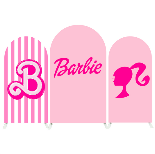Pink Barbie Birthday Party Arch Backdrop Wall Cloth Cover