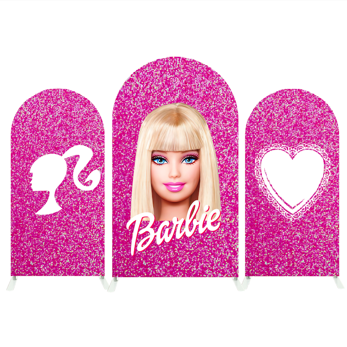 Glitter Barbie Head Happy Birthday Party Arch Backdrop Wall Cloth  Cover