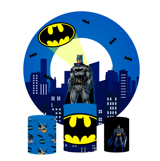Superhero Batman birthday party decoration round circle backdrop cover plinth cylinder pedestal cloth cover