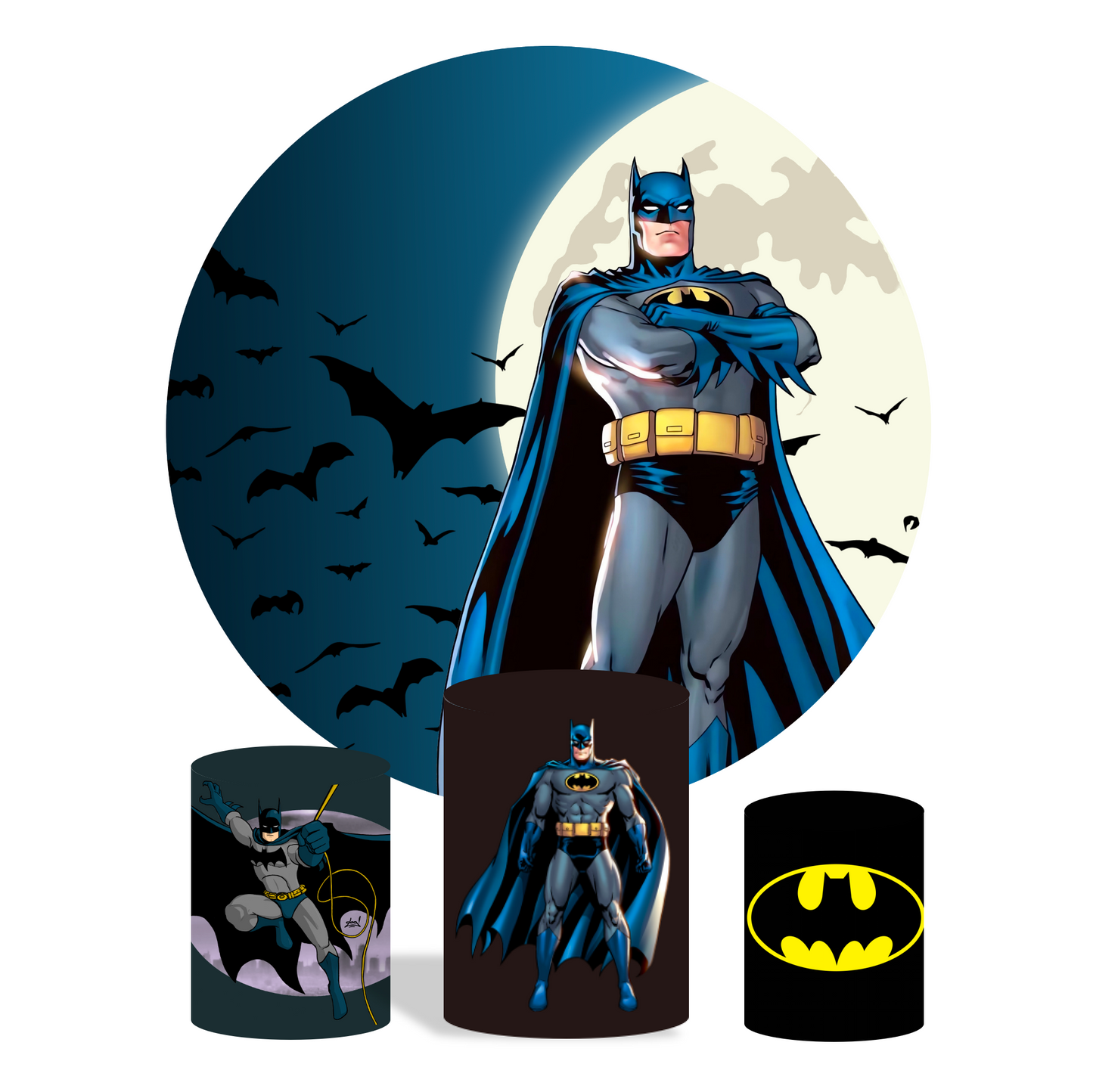 Batman birthday party decoration round circle backdrop cover plinth cylinder pedestal cloth cover
