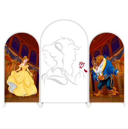 Beauty And The Beast Birthday Party Arch Backdrop Wall Cloth Cover