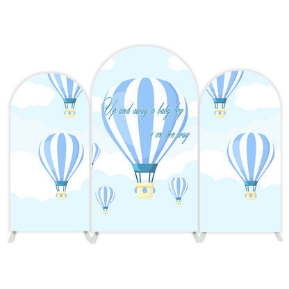 Blue Hot Air Balloon Arch Backdrop Wall Cloth Cover For Birthday Baby Shower Party