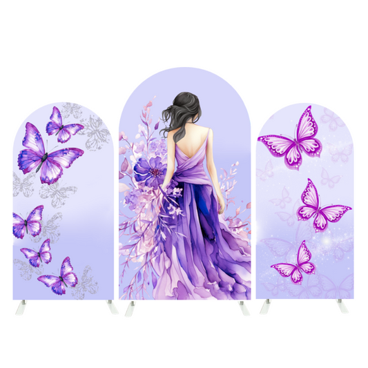 Sweet 15th 16th 18th Butterfly Princess Girl Birthday Party Background Arch Backdrop Wall Cloth Cover
