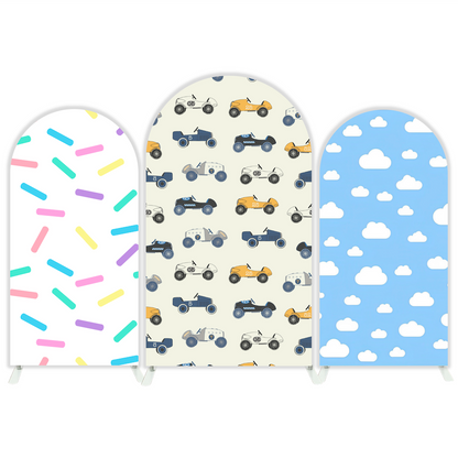 Cars Donut Birthday Baby Shower Party Arch Backdrop Wall Cloth Cover