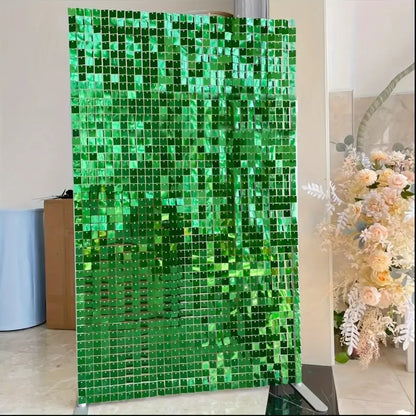 Green Sequin Shimmer Backdrop Wall Panels For Birthday Wedding Party Event Decoration