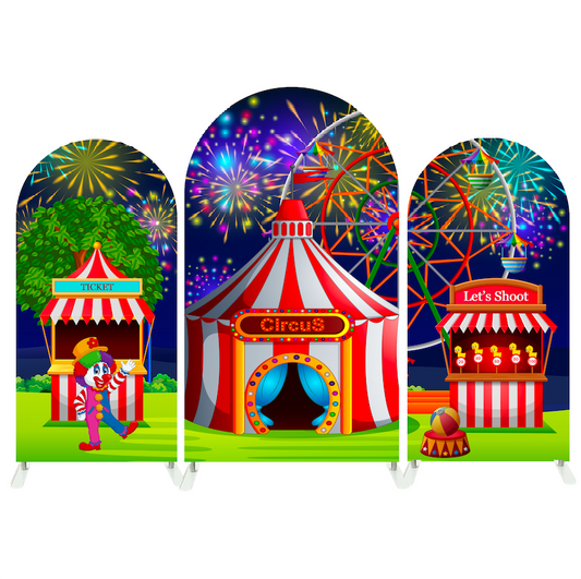 Circus Birthday Baby Shower Party Arch Backdrop Wall Cloth Cover