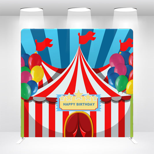 Circus Theme Pillow Case Photo Booth Backdrop Wall Cover With Stand For Birthday Party Photography Photo Shoot Studio Props