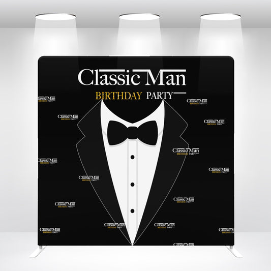 Classic Man Theme Birthday Party Backdrop Wall Cover With Stand