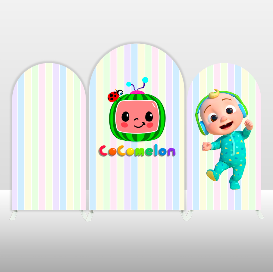 Cocomelon Birthday Baby Shower Party Background Arch Backdrop Wall Cloth Cover