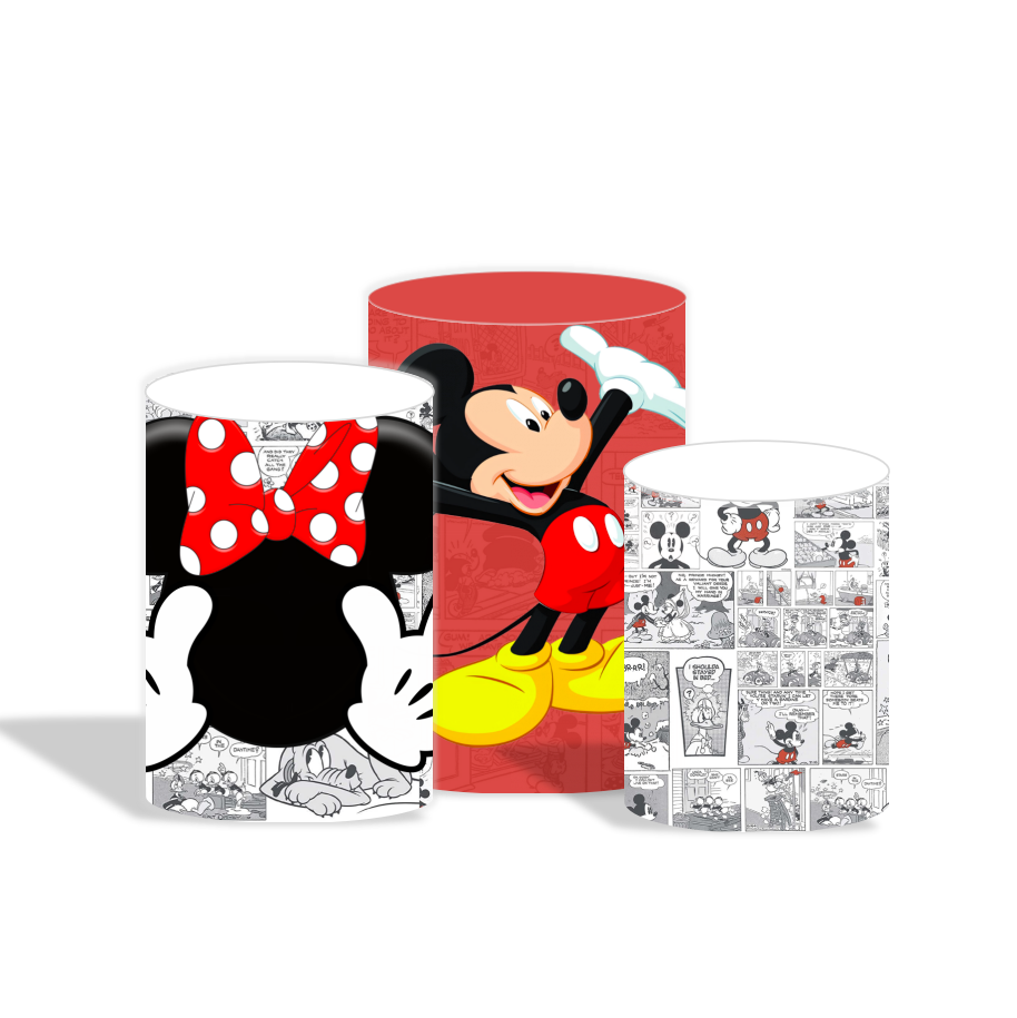 Comic mickey theme birthday party decoration round circle backdrop cover plinth cylinder pedestal cover