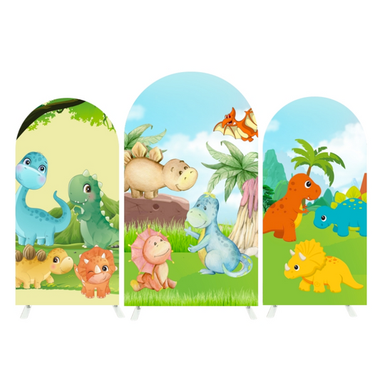 Cute Dinosaur Cartoon Theme Happy Birthday Party Arch Backdrop Wall Cloth  Cover