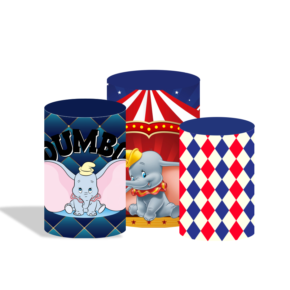 Dumbo theme birthday party decoration round circle backdrop cover plinth cylinder pedestal cover