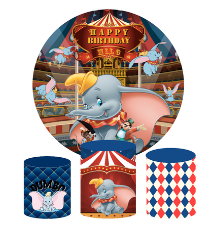 Dumbo theme birthday party decoration round circle backdrop cover plinth cylinder pedestal cover