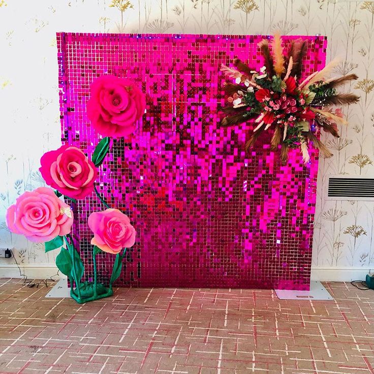 Rose Red Sequin Shimmer Backdrop Wall Panels For Birthday Wedding Baby Shower Bridal