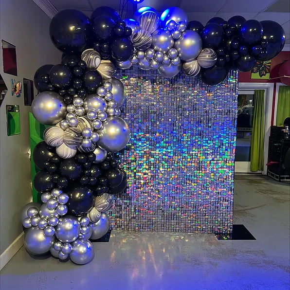 Fancy Sliver Sequin Shimmer Backdrop Wall Panels For Birthday Wedding Party Event Decoration