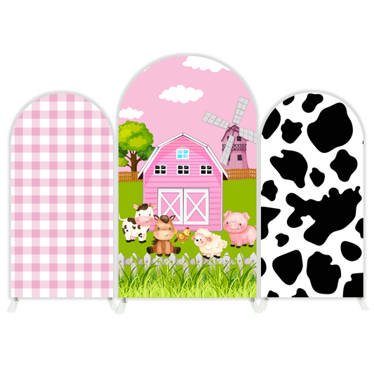 Pink Farm Them Barn Birthday Chiara Arch Backdrop Wall Cloth Cover