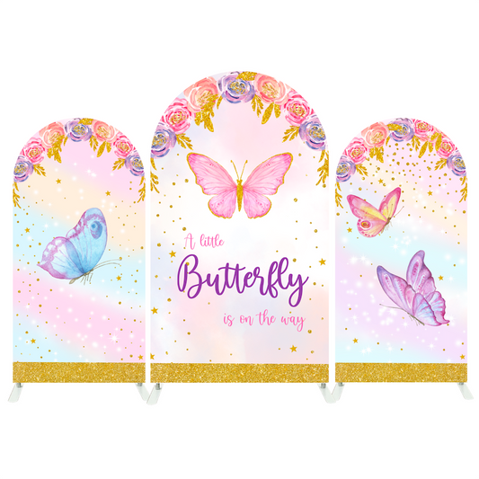 Flora Butterfly Happy Birthday Party Arch Backdrop Wall Cloth Cover