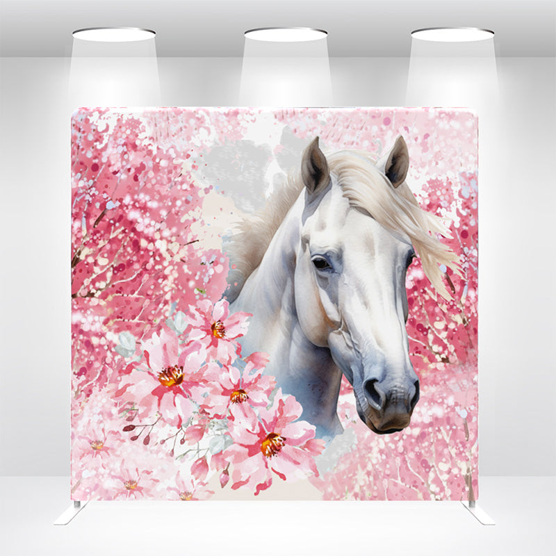 Flora Horse Backdrop Wall Cover With Stand For Birthday Party Photography Photo Shoot Studio Props