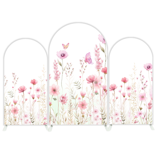 Flower Happy Birthday Party Arch Backdrop Wall Cloth Cover