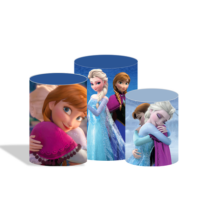 Frozen theme birthday party decoration round circle backdrop cover plinth cylinder pedestal cover