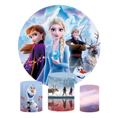 Frozen Lisa Anna birthday party decoration round circle backdrop cover plinth cylinder pedestal cover