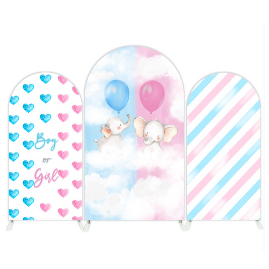 Baby Elephant Gender Reveal Party Arch Backdrop Wall Cloth Cover