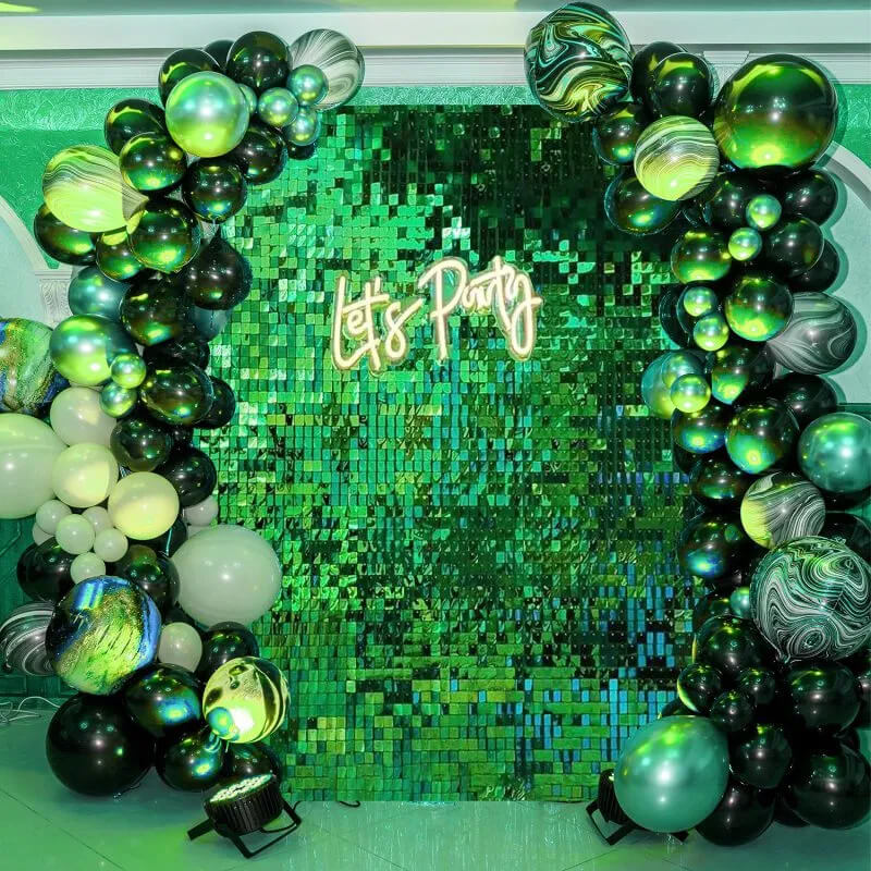 Green Sequin Shimmer Backdrop Wall Panels For Birthday Wedding Party Event Decoration