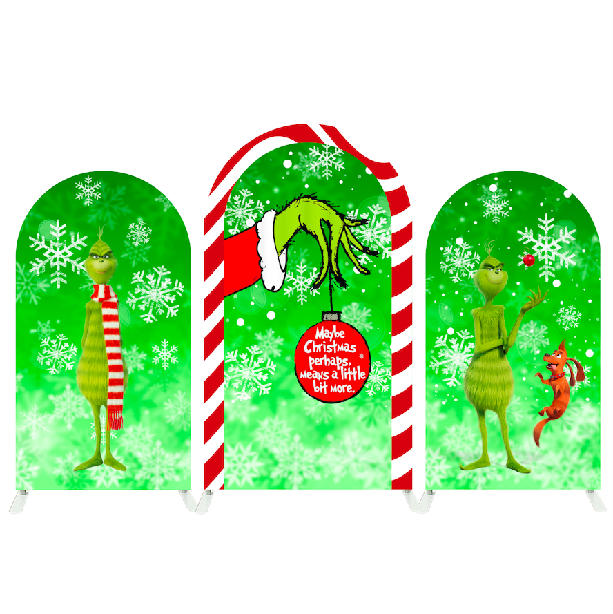 Grinch Cartoon Happy Birthday Party Arch Backdrop Wall Cloth Cover