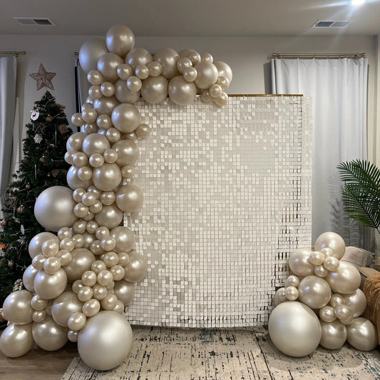 White Sequin Shimmer Backdrop Wall Panels For Birthday Wedding Party Event Decoration