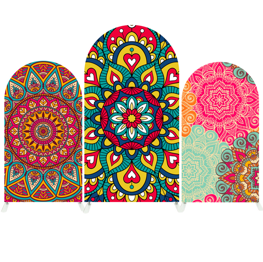 Happy Lohri Holiday Mandala Background Arch Backdrop Wall Cloth Cover