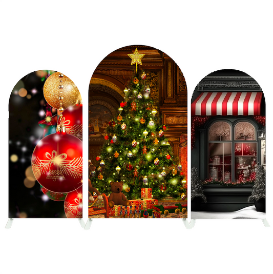 Merry Christmas Event Holiday Decoration Arch Backdrop Wall Cloth Cover