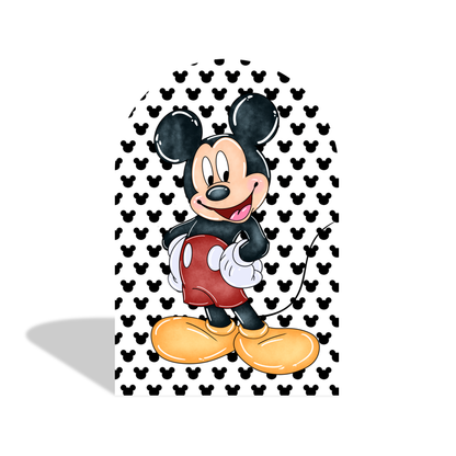 Mickey birthday party decoration arch backdrop cover plinth cylinder pedestal cover