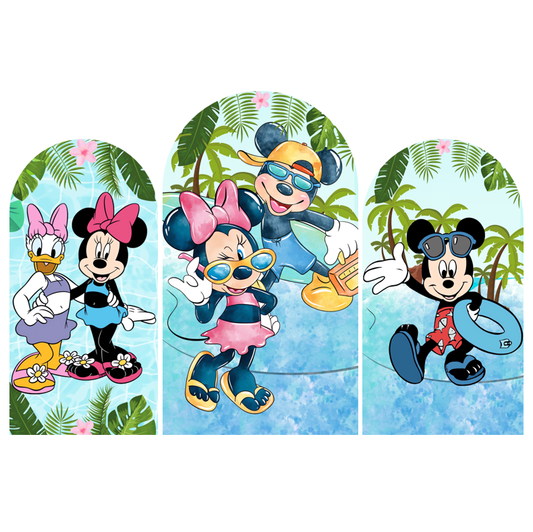 Minnie &Mickey beach Birthday Party Arch Backdrop Wall Cloth Cover