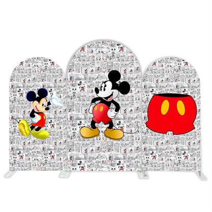 Comic Mickey Cartoon Happy Birthday Party Arch Backdrop Wall Cloth Cover