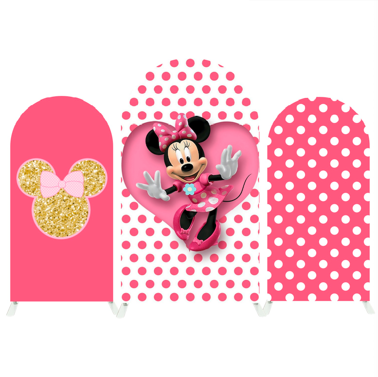 Minnie Mouse Birthday Party Arch Backdrop Wall Cloth Cover