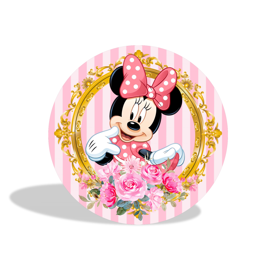 Minnie theme birthday party decoration round circle backdrop cover plinth cylinder pedestal cover
