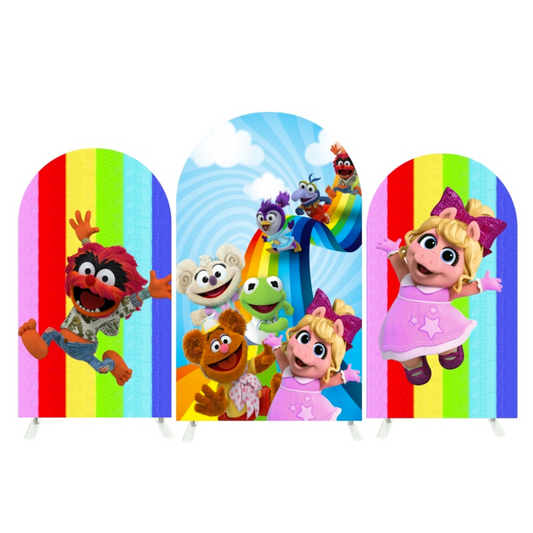 Muppet Babies Theme Birthday Party Arch Backdrop Wall Cloth Cover