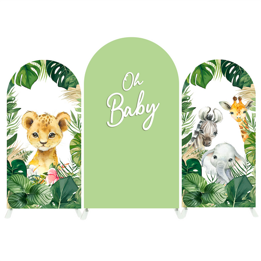 Oh Baby Safari Wild Jungle Animal Birthday Baby Shower Party Arch Backdrop Wall Cloth Cover