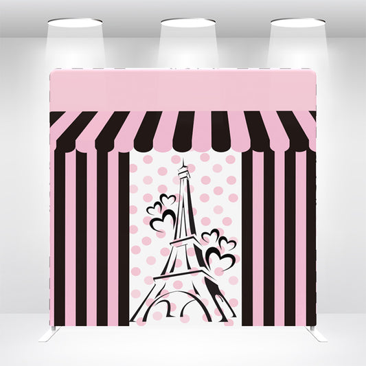 Pink Paris Pillow Case Photo Booth Backdrop Wall Cover With Stand For Birthday Party Photography Photo Shoot Studio Props