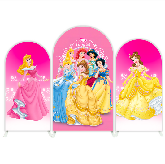 Disney Princess Happy Birthday Party Arch Backdrop Wall Cloth Cover