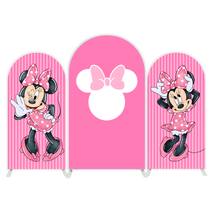 Pink  stripes minnie arch  Birthday Party Arch Backdrop Wall Cloth Cover