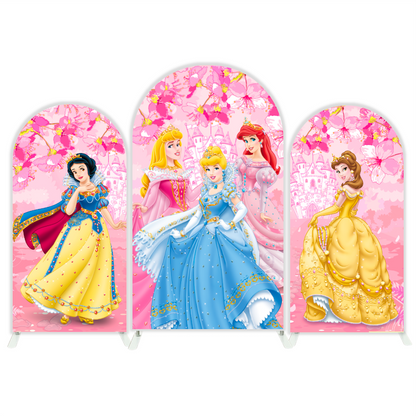 Princess Happy Birthday Party Arch Backdrop Wall Cloth Cover