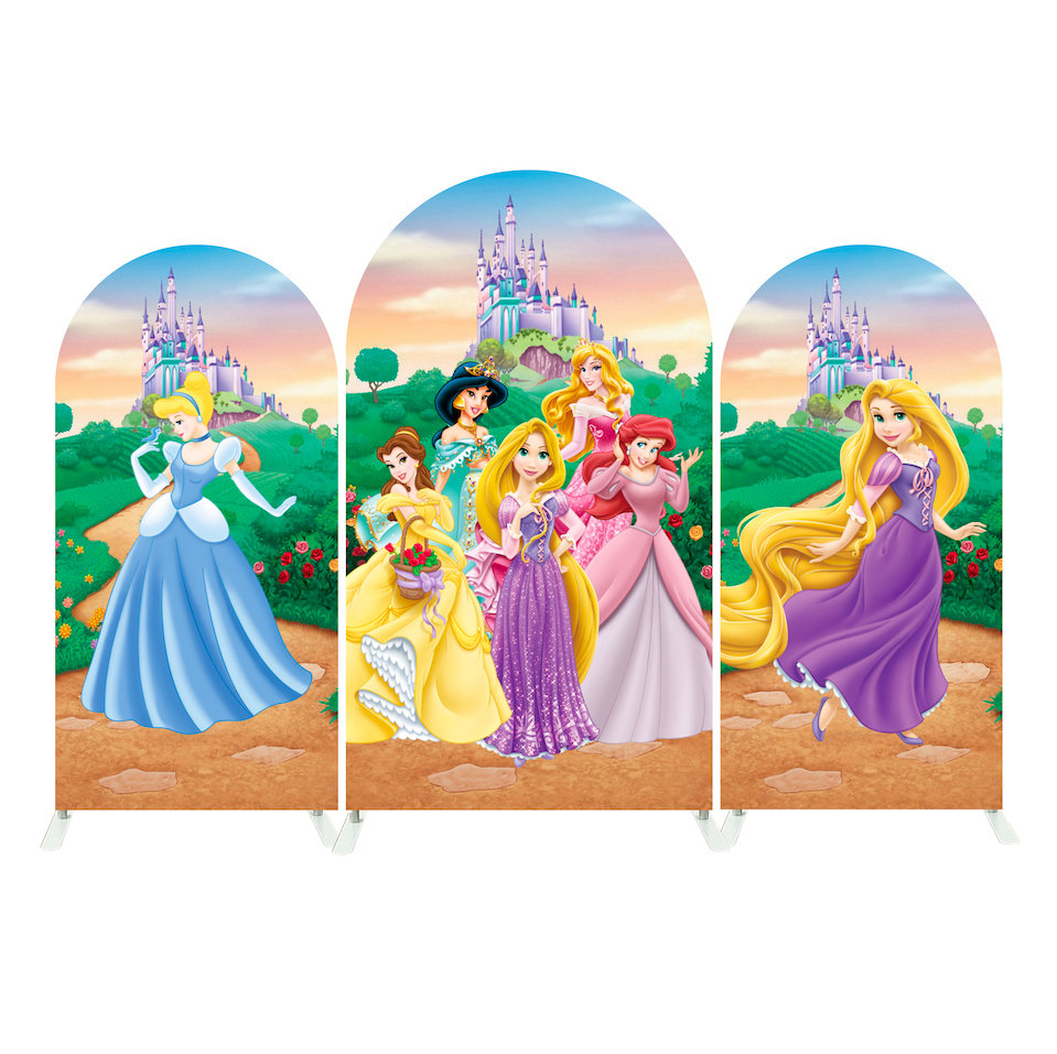 Disney Princess Birthday Party Background Arch Backdrop Wall Cloth Cover