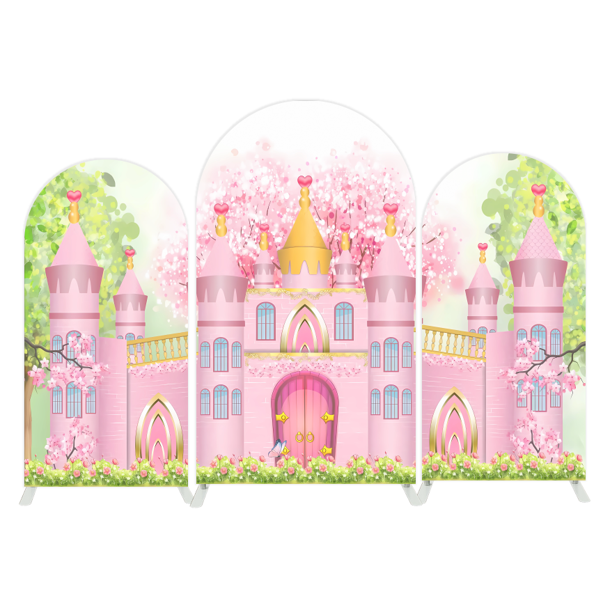 Princess Castle Happy Birthday Party Background Arch Backdrop Wall Cloth Cover