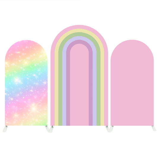 Pink Rainbow Birthday Chiara Arch Backdrop Wall Cloth Cover