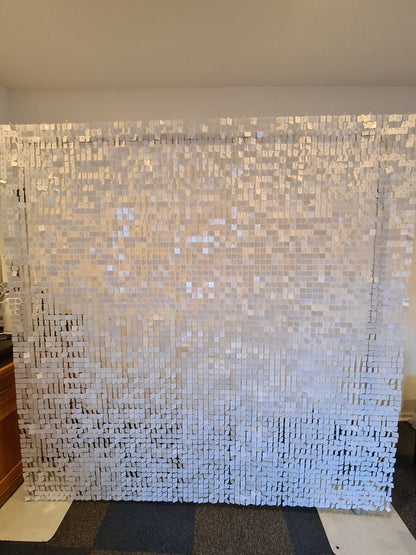 White Sequin Shimmer Backdrop Wall Panels For Birthday Wedding Party Event Decoration